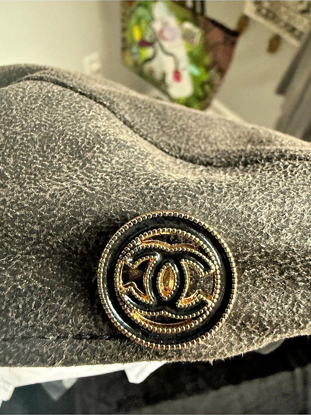 Weathered Black Waterproof Newsboy Cap XL/XXL with Logo Buttons